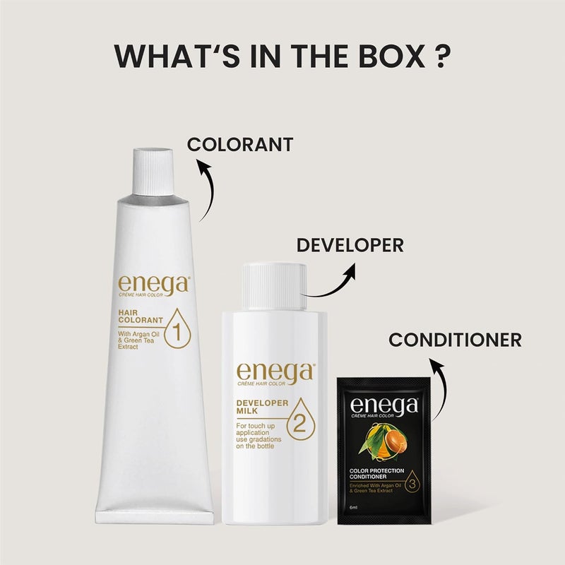 Enega No Ammonia Grey Coverage Long Lasting Creme Hair Color with Argan Oil Green Tea Extract Pack of 1150 ML Flame Red - Image 3