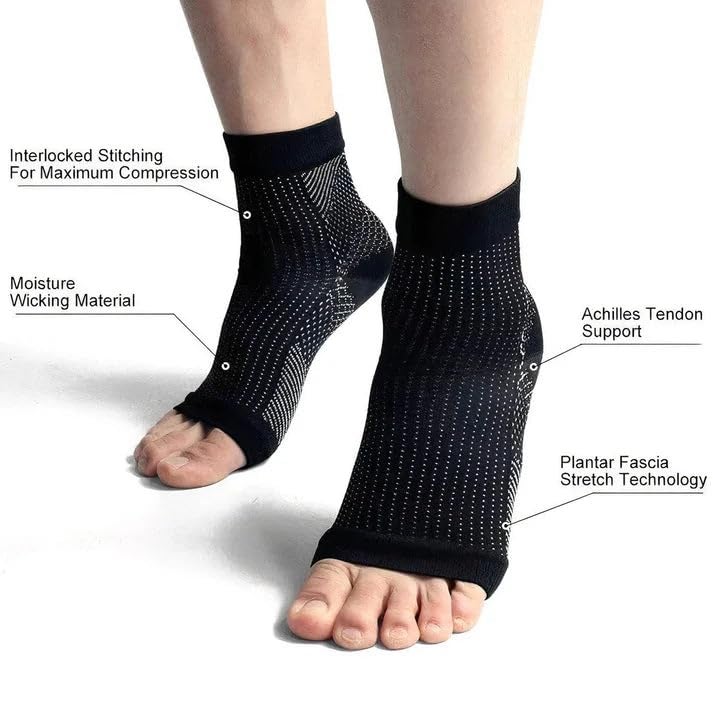 QualiTrue Neuropathy Socks for Women and Men - 2 Pair Orthopedic Toeless Compression Foot Neuropathy Pain, Peripheral, Diabetic Socks, Arthritis Socks (2 Pair White & Black Combo) - Image 4
