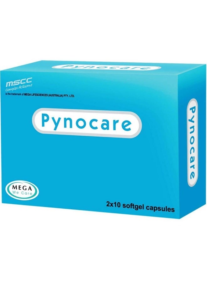 Pynocare Antioxidant Softgel Capsules with French Maritime Pine Bark Extract, Vitamin C, Beta Carotene & Vitamin E | 20 Softgels