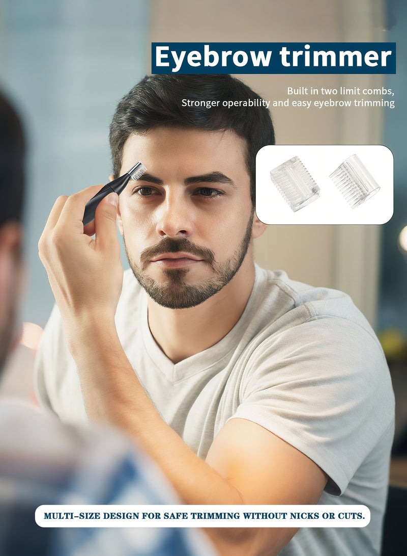 مقص شعر الأنف والأذن القابل للشحن 2 في 1 للرجال | رأس دوار 360° مائي | مجموعة صالون كهربائية هادئة وحملية لحواجب وشعر الجسم (أسود) - Image 4