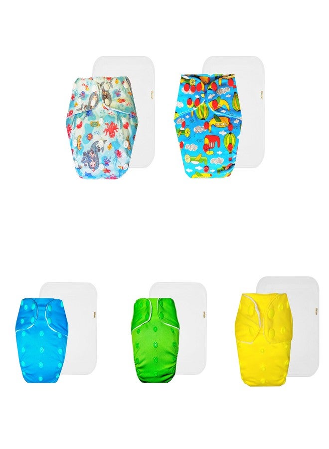 Dumbledo Premium Cloth Diaper with Cotton Insert (Pack of 5) | Hypoallergenic | Leakproof | Easy to Clean | Everyday Diapering Essential | 3 Months - 3 Years | Unisex Baby - Image 1