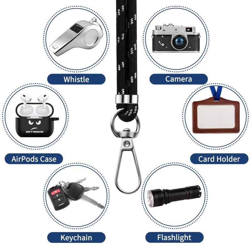CACOE Phone Lanyard 2 Pcs-1 Pcs Adjustable Neck Strap, 1 Pcs Wrist Strap, 2 Pads, Universal Crossbody Multifuctional Cell Phone Lanyards Compatible with Most Smartphones(Black Silver) - Image 4