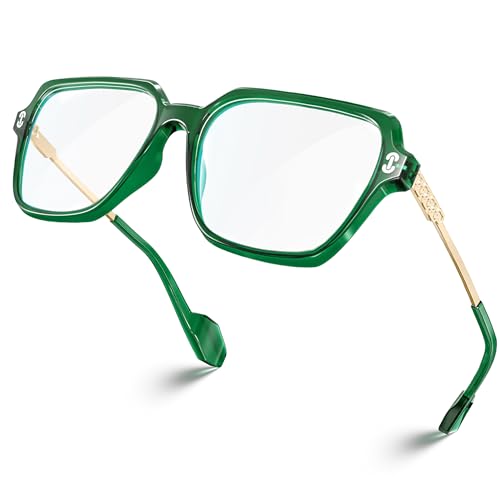 VISOONE Oversized Blue Light Blocking Glasses with Chic Square TR90 Frame and Metal Temple for Women Men REMY - Image 1