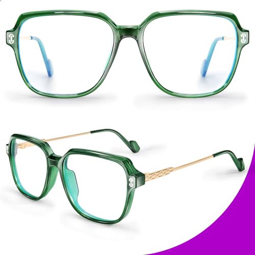 VISOONE Oversized Blue Light Blocking Glasses with Chic Square TR90 Frame and Metal Temple for Women Men REMY - Image 3