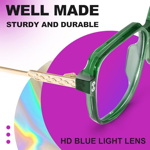 VISOONE Oversized Blue Light Blocking Glasses with Chic Square TR90 Frame and Metal Temple for Women Men REMY - Image 5