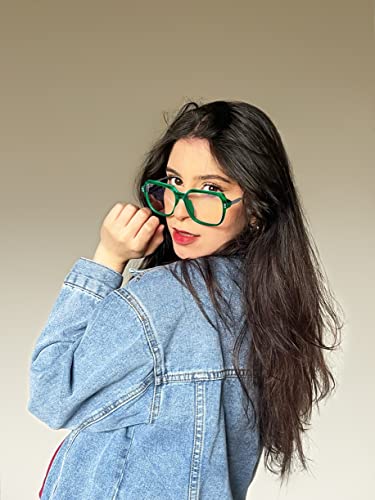 VISOONE Oversized Blue Light Blocking Glasses with Chic Square TR90 Frame and Metal Temple for Women Men REMY - Image 2