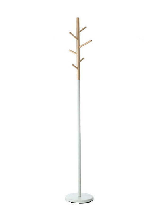 homes r us - Steel Tube Coat Rack, White & Natural - 177.5 cm - Image 1