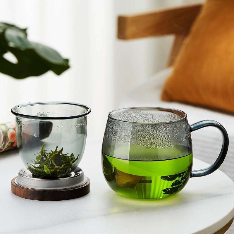 DOPUDO 17 OZ Glass Tea Cup with Infuser and Lid, 500 ML Large Borosilicate Teacup, Clear Mug for Loose Leaf Tea, Blooming Tea, Tea Bags - Perfect Christmas or Birthday Gift for Women - Image 5