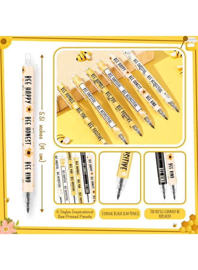 Sinload 60 Pcs Back to School Eternal Pencils Gift for Student from Teacher, Motivational Forever Pencils, First Day of School Gifts, Funny Welcome Rewards Stationery for Class, 6 Styles(Bee) - Image 2