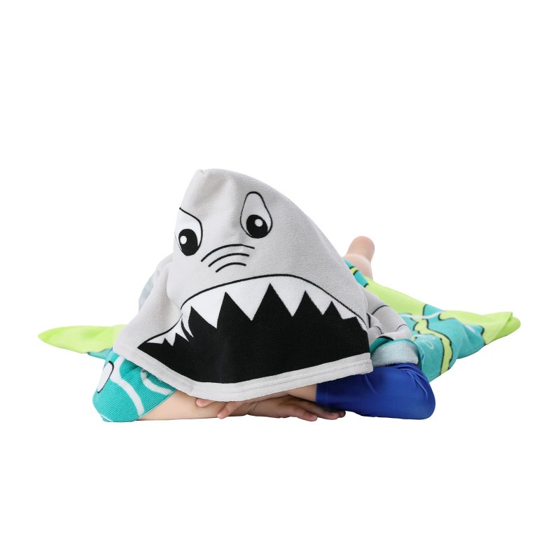 Kids Towels Hooded Bath Beach Towel Girls Boys Swim Pool Cover Up Super Absorbent Cute Cartoon Animal Sea - Image 3