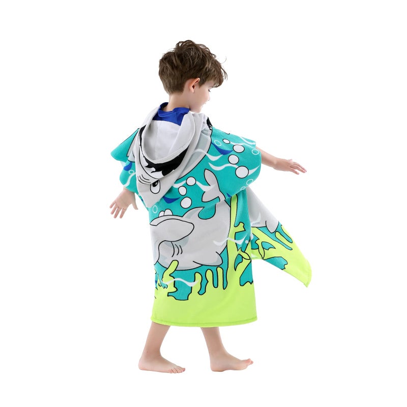 Kids Towels Hooded Bath Beach Towel Girls Boys Swim Pool Cover Up Super Absorbent Cute Cartoon Animal Sea - Image 2
