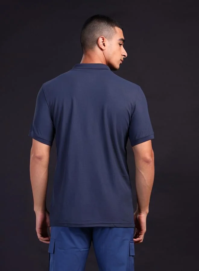 Technosport Men Solid Slim Fit Polo