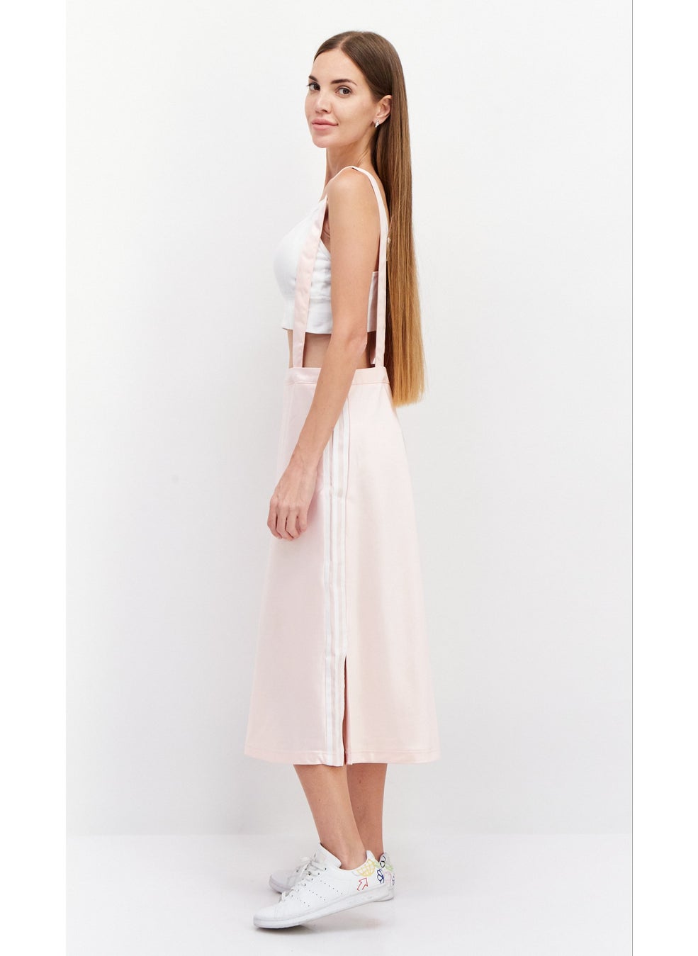adidas Originals Women Sportswear Fit Outdoor Midi Skirt With Suspender, Pink  - Image 3