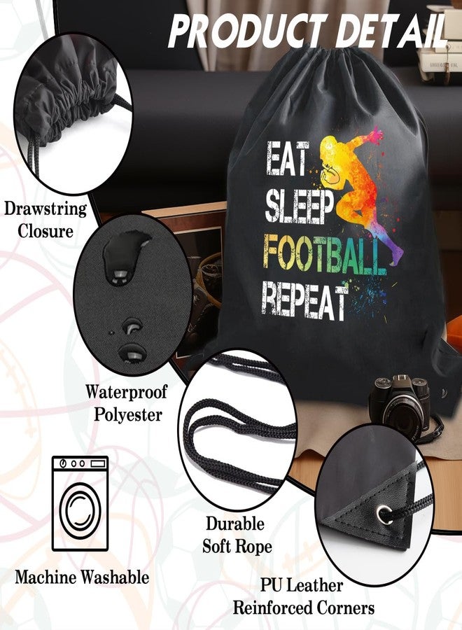 rofiowa Eat Sleep Football Repeat Drawstring Backpack For Men Women, Waterproof Sport Sackpack For Football Lover Football Fan, Funny Birthday Christmas String Gym Bag Gifts For Her Him - Image 3