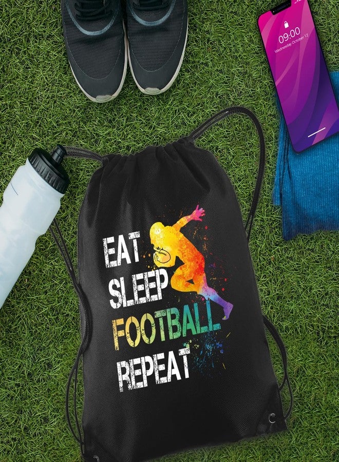 rofiowa Eat Sleep Football Repeat Drawstring Backpack For Men Women, Waterproof Sport Sackpack For Football Lover Football Fan, Funny Birthday Christmas String Gym Bag Gifts For Her Him - Image 4
