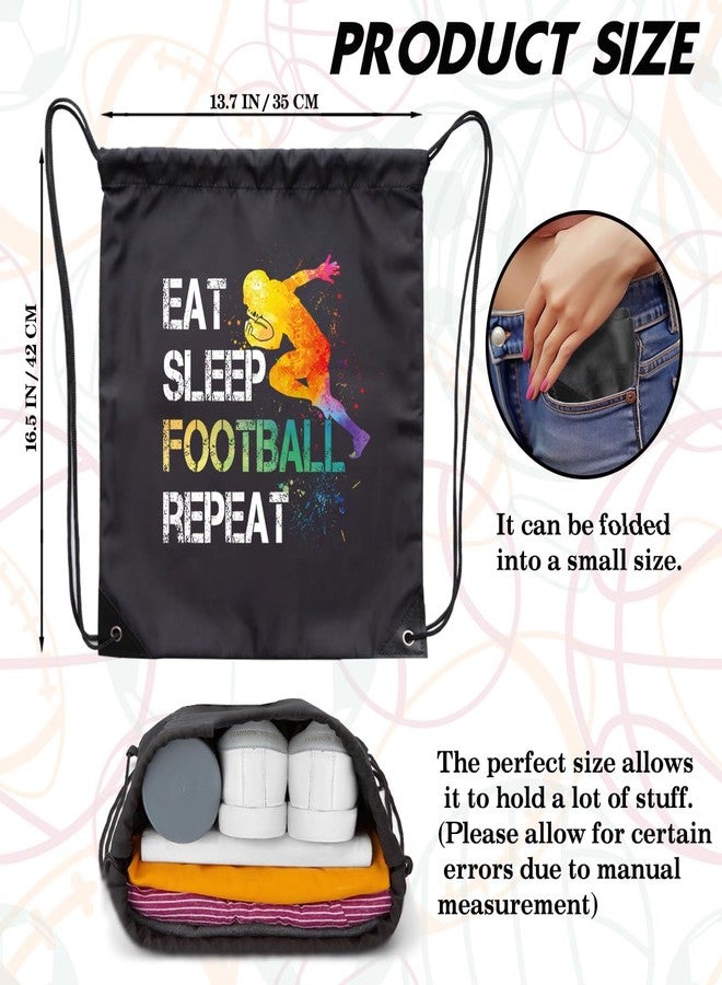 rofiowa Eat Sleep Football Repeat Drawstring Backpack For Men Women, Waterproof Sport Sackpack For Football Lover Football Fan, Funny Birthday Christmas String Gym Bag Gifts For Her Him - Image 2