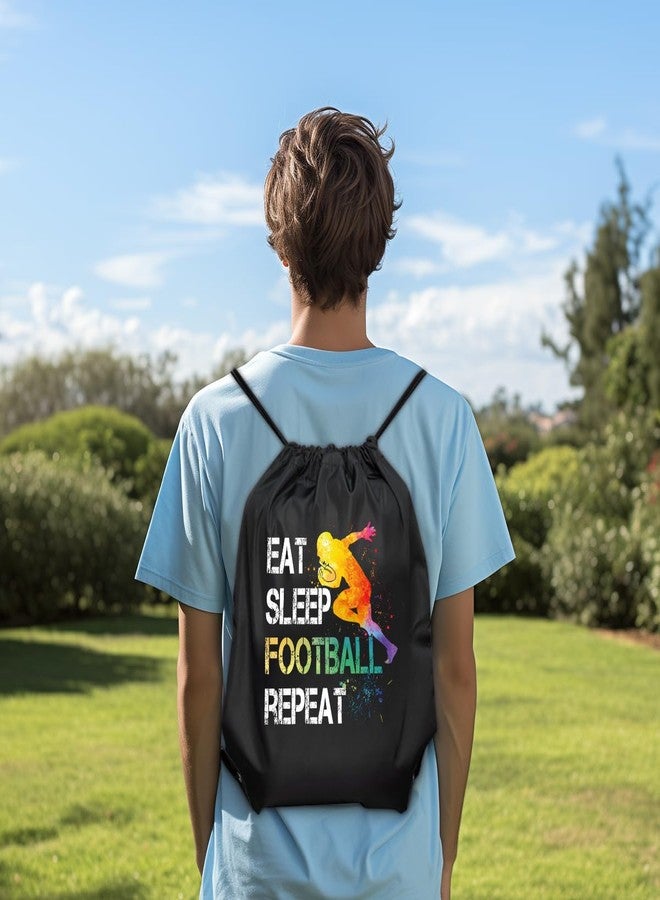 rofiowa Eat Sleep Football Repeat Drawstring Backpack For Men Women, Waterproof Sport Sackpack For Football Lover Football Fan, Funny Birthday Christmas String Gym Bag Gifts For Her Him - Image 5
