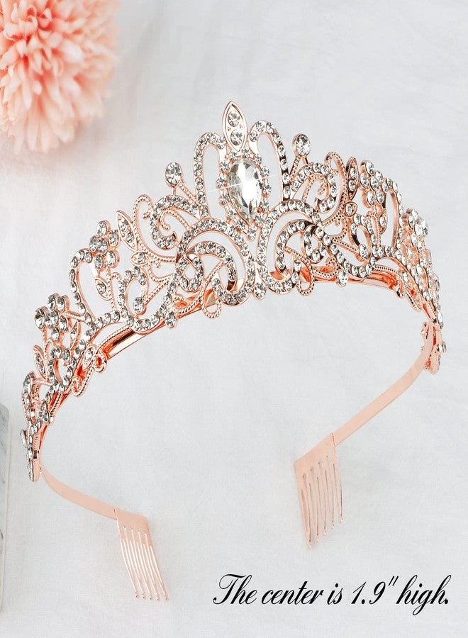 CIEHER Princess Crown and Birthday Sash Set - Tiara for Women, Girls Birthday Decorations and Gifts - Rose Gold - Image 3