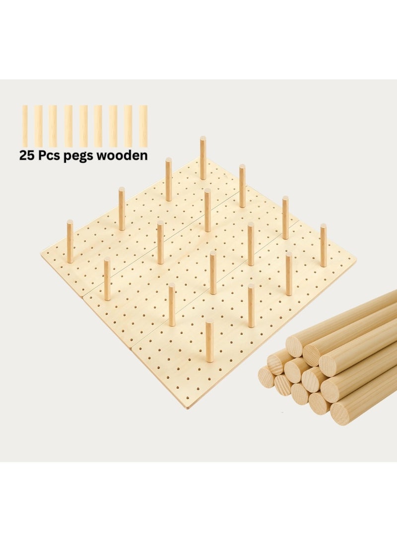 3 Pcs PU Pegboard Drawer Organiser with 25 Pegs Wooden Peg Board Drawer Shelf Organiser Adjustable Peg System for Dishes Plate Pot Container Cookware Utensil Kitchen(45 x 45 cm - Image 2