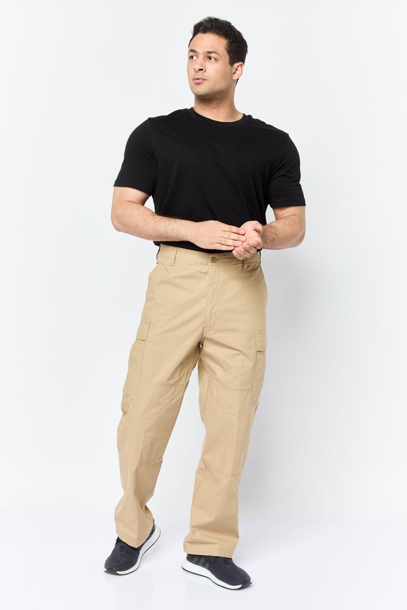 DOCKERS Men Relax Fit Solid Cargo Pants, Khaki  - Image 4