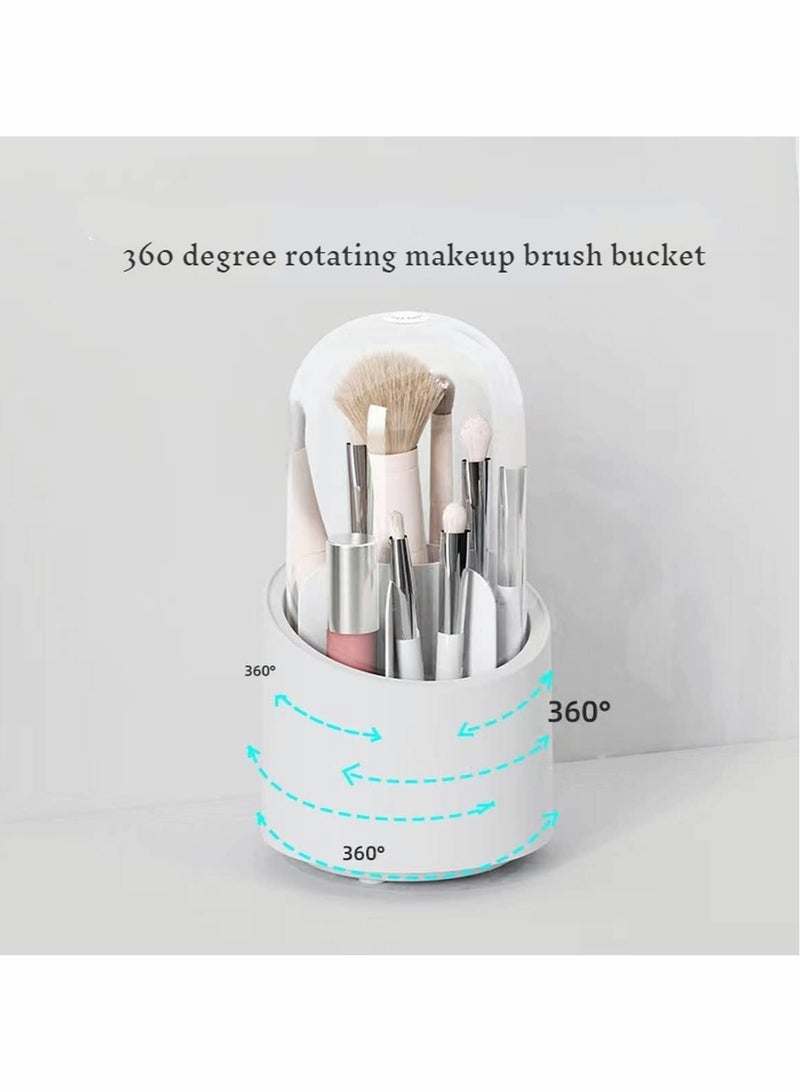 KASTWAVE Makeup Brush Holder, 360 Rotating Makeup Organizer, Clear Makeup Display Cases Organizer for Vanity Organizers Brush Storage (Blue) - Image 3