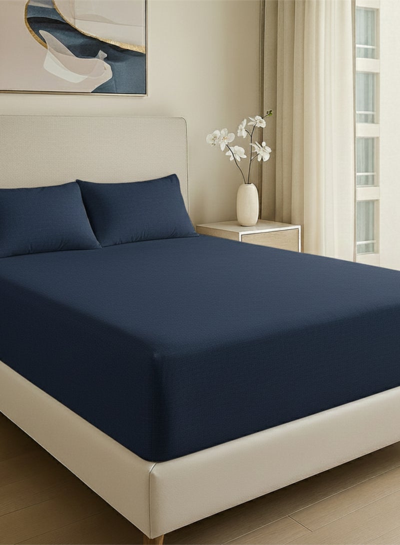 كلاود سكيب لينين Cloud Scape Linen 600 Thread Count Egyptian Cotton Sheet Set( Queen, Dark Denim) - Image 1