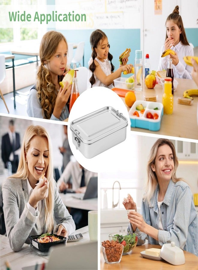 DORMIYA 4PCS Stainless Steel Bento Box, 1400ml Stainless Steel Food Containers Metal Bento Lunch Box with Lock Clips to Leak Proof, Reusable Dishwasher Safe Lunch Snack Boxes - Image 5