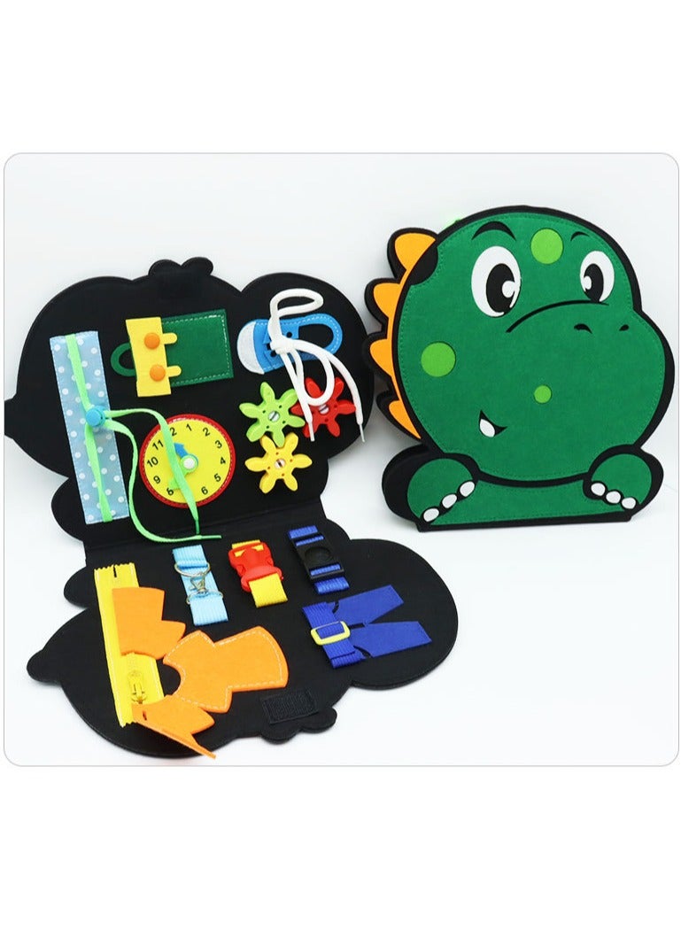Montessori Felt Learning Board Toy with Dinosaur  Shape, Early Education Life Skills Practice Dressing Felt Busy Board for Kids  - Image 5