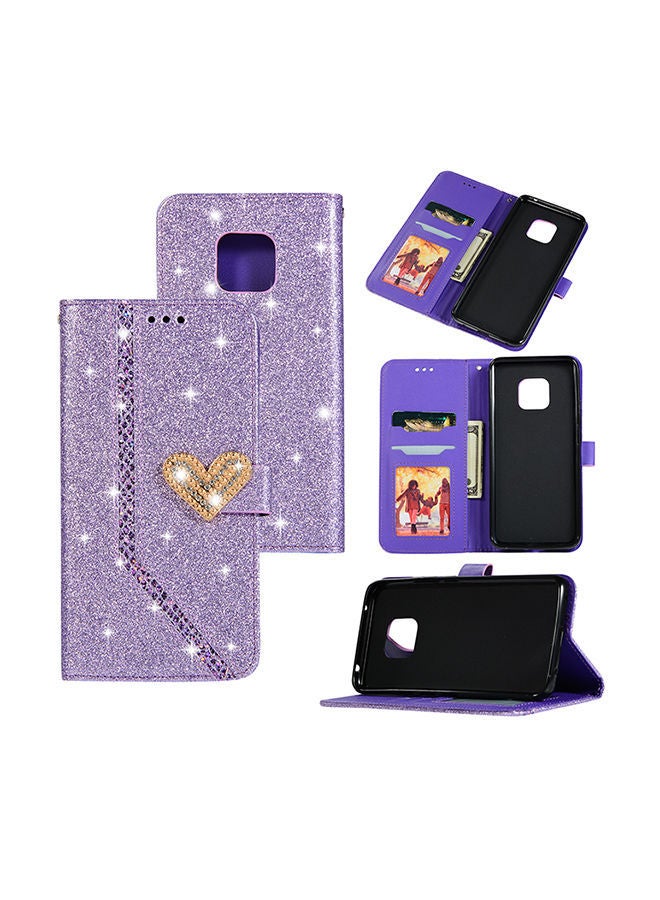 NIBEMINENT Flash Powder And Diamond Card Holder Protective Case Cover For Huawei Mate 20 Pro Purple  - Image 2