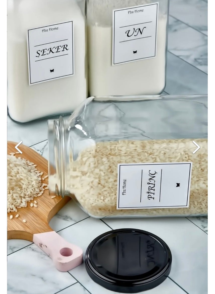 Fbz Home 4-Piece Decorative Kitchen Organizer Salt & Sugar & Flour & Rice Jar Glass Food Storage 3000 ml  - Image 1