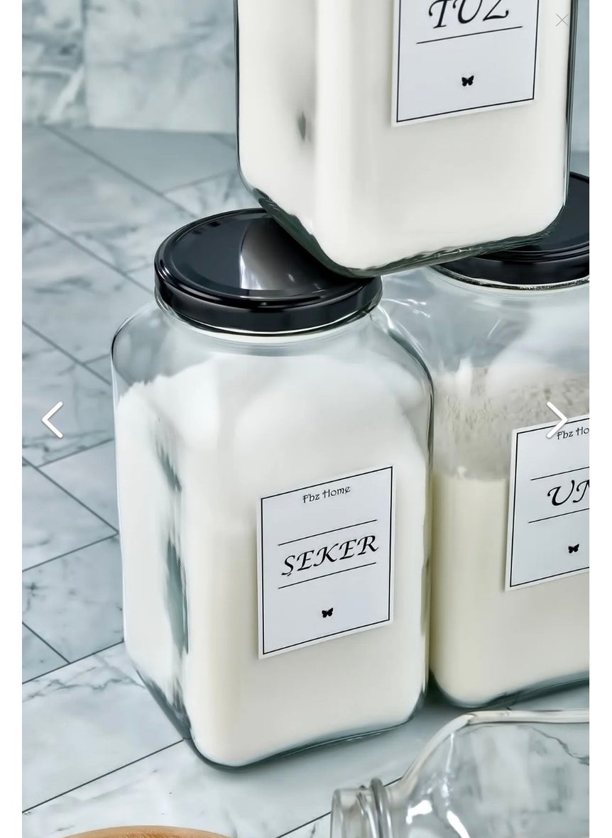 Fbz Home 4-Piece Decorative Kitchen Organizer Salt & Sugar & Flour & Rice Jar Glass Food Storage 3000 ml  - Image 3