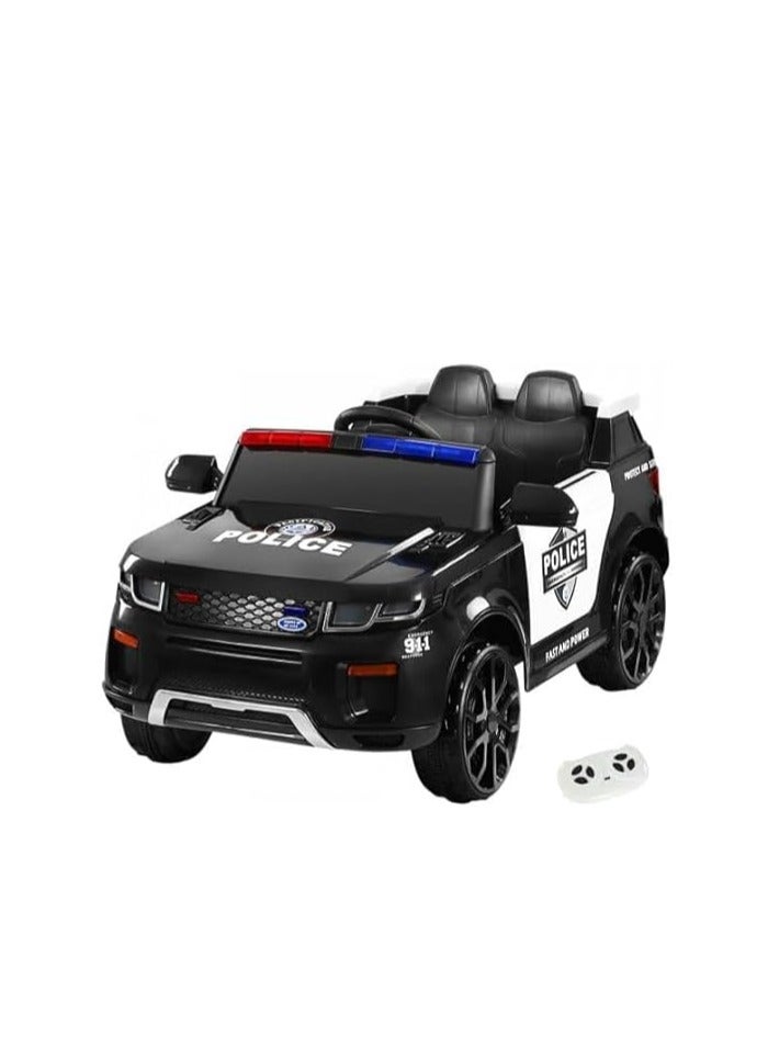 GOLD MANTIS Police Car 12V Kids Ride on Police Car with Remote Control, Electric SUV Police Vehicles With Siren Flashing Light+Horn+Music, Suspension, 3 Speeds Ride on Toys for Boys Girls (Black) - Image 2