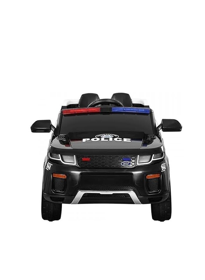 GOLD MANTIS Police Car 12V Kids Ride on Police Car with Remote Control, Electric SUV Police Vehicles With Siren Flashing Light+Horn+Music, Suspension, 3 Speeds Ride on Toys for Boys Girls (Black) - Image 1