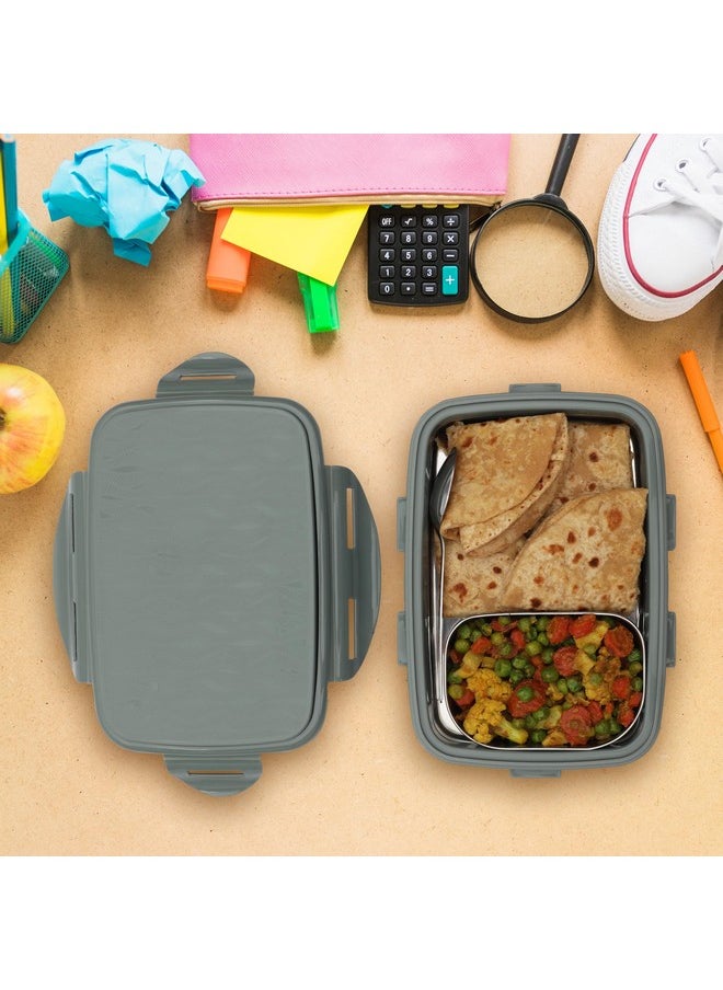 JAYPEE JAYPEE Stainless Steel Insulated Lunch Box Wavesteel Sr. Green, 600 ml, Airtight Tiffin Box for School Kids | Spillproof with Silicon Seal |Food Grade | BPA Free  - Image 2