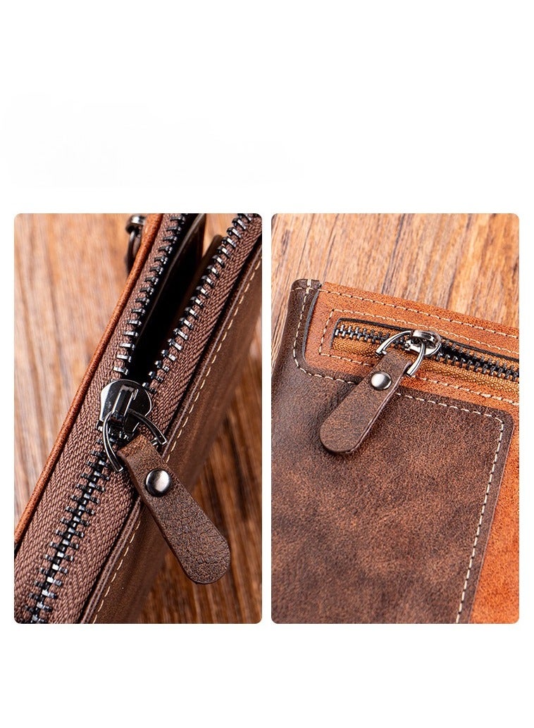 Mens Wallet Leather Short Zipper Wallet Multi Functional Fashionable Card Holder  - Image 2