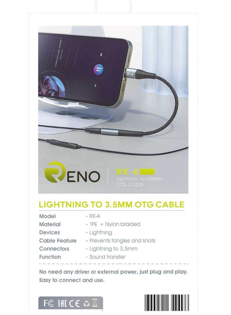 Reno Lightning to 3.5mm AUX Audio Adapter & Connector – For Headphones and Earphones - Image 4