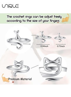 Unique 3Pcs Crochet Rings for Crocheting Adjustable Crochet Tension Ring for Finger Cat Yarn Guide Ring Knitting Crochet Accessories with Box  - Image 3