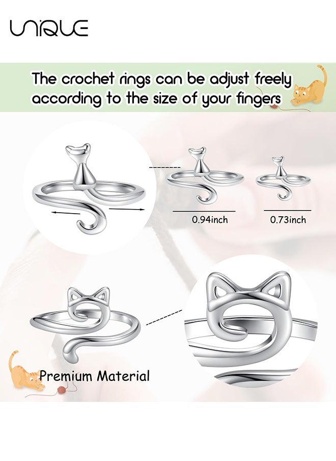 Unique 3Pcs Crochet Rings for Crocheting Adjustable Crochet Tension Ring for Finger Cat Yarn Guide Ring Knitting Crochet Accessories with Box  - Image 3