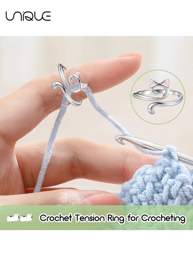 Unique 3Pcs Crochet Rings for Crocheting Adjustable Crochet Tension Ring for Finger Cat Yarn Guide Ring Knitting Crochet Accessories with Box  - Image 4