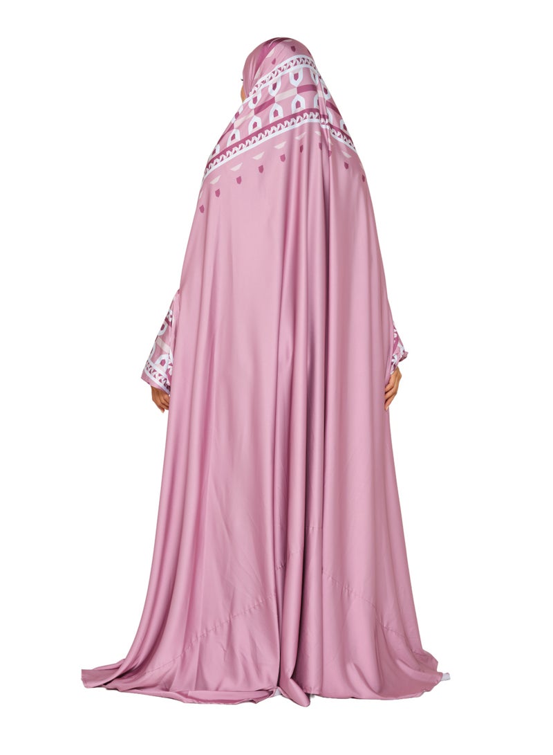 Sabr 'Casablanca' Prayer Dress With Travel Pouch, Pink - Image 4