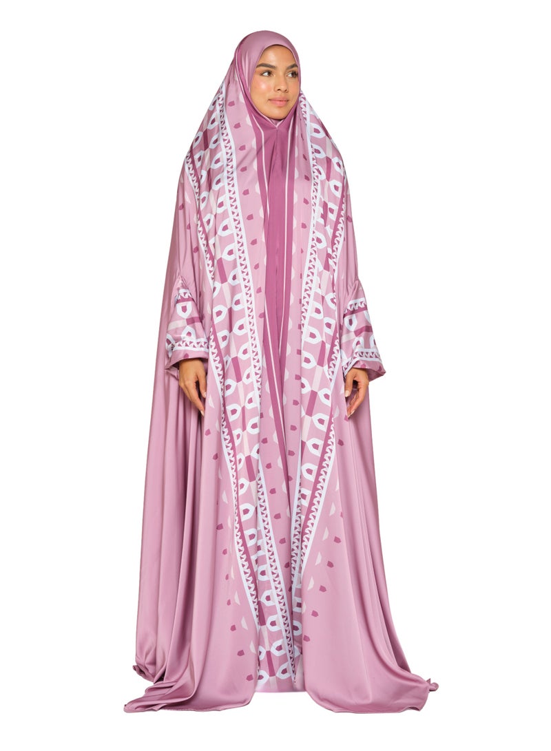 Sabr 'Casablanca' Prayer Dress With Travel Pouch, Pink - Image 1