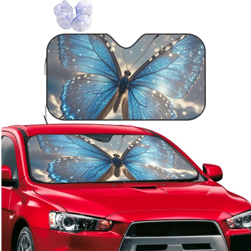 Black Small Foldable Car Windshield Sun Shade Sun Visor Protector Reflector for Interior - Image 2