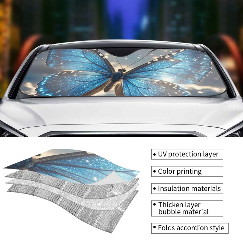 Black Small Foldable Car Windshield Sun Shade Sun Visor Protector Reflector for Interior - Image 4