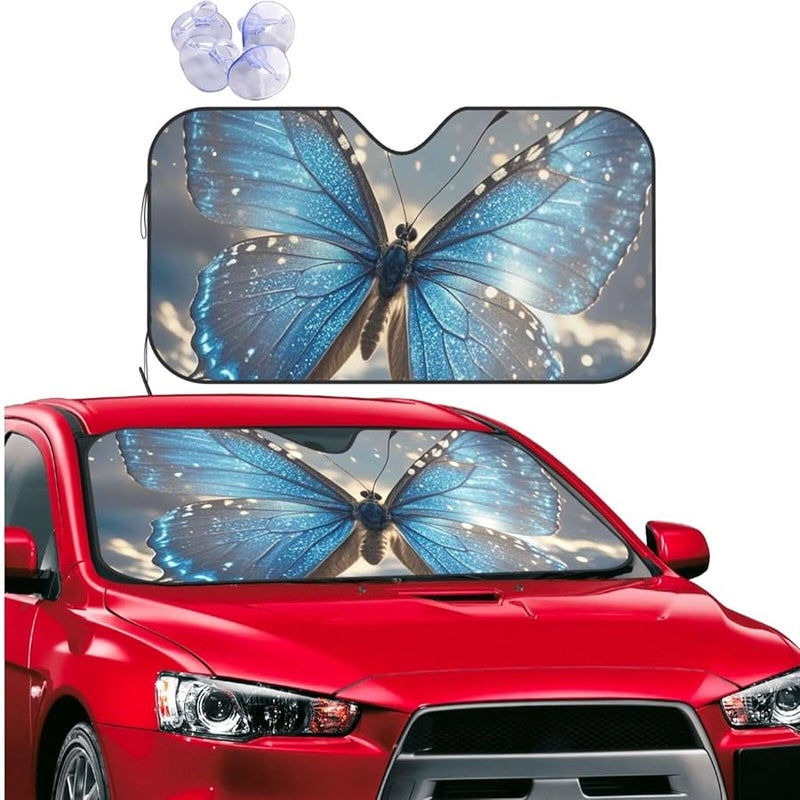 Black Small Foldable Car Windshield Sun Shade Sun Visor Protector Reflector for Interior - Image 1