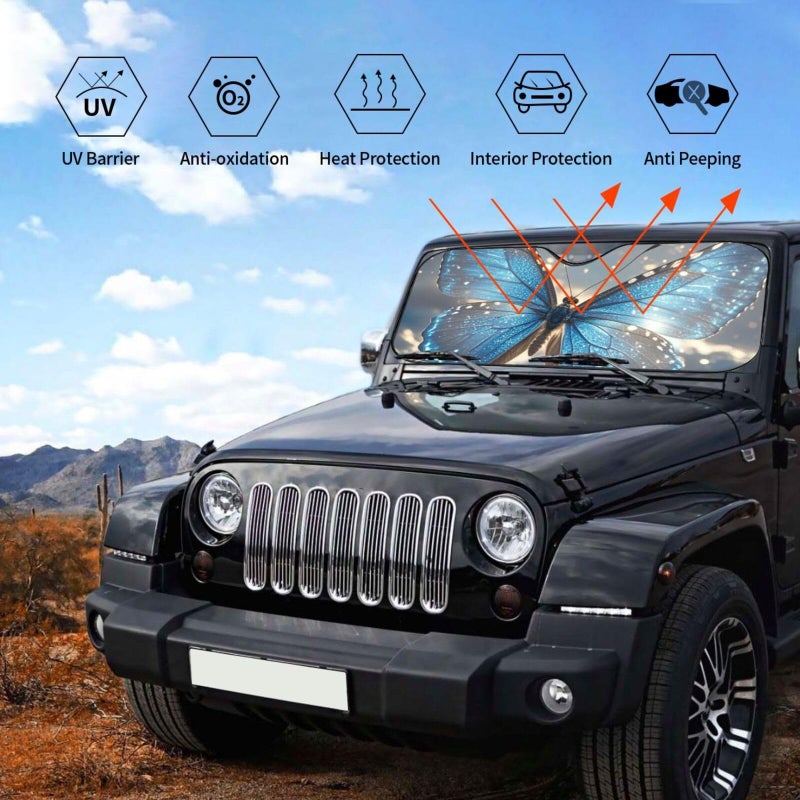 Black Small Foldable Car Windshield Sun Shade Sun Visor Protector Reflector for Interior - Image 5