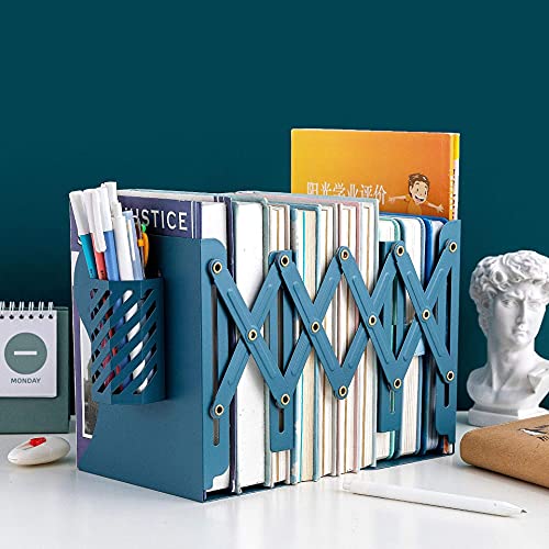 Gardesk Adjustable Bookends Metal Book Ends for Heavy Book Holder Heavy Duty Bookends Nonskid Bookcase Desktop Book Organizer Binder Holder (Blue) - Image 3
