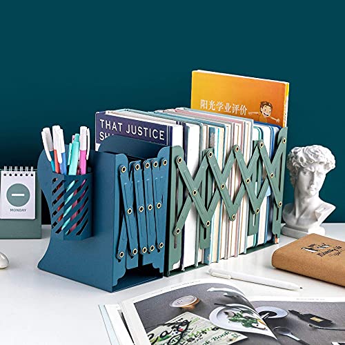 Gardesk Adjustable Bookends Metal Book Ends for Heavy Book Holder Heavy Duty Bookends Nonskid Bookcase Desktop Book Organizer Binder Holder (Blue) - Image 4