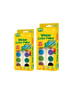 M&G Chenguang Water Color Paint 12Colors With 2 Brushes - No:APLN6586  - Image 1