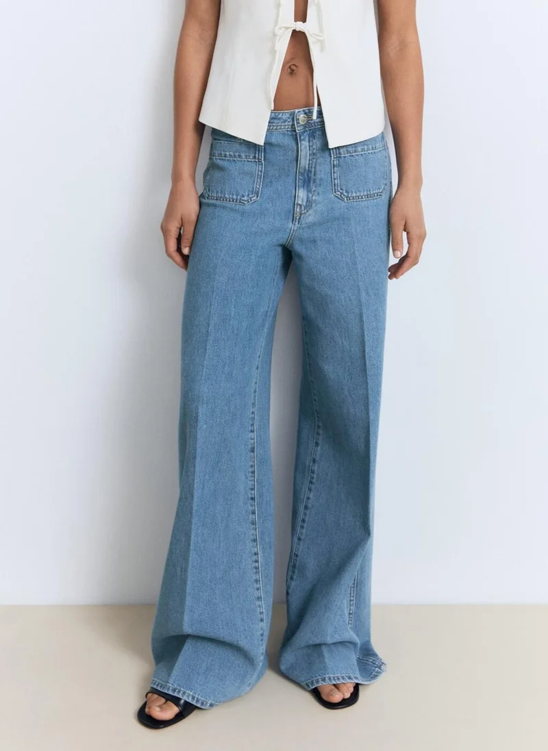 MANGO High-Rise Wideleg Jeans With Pockets
