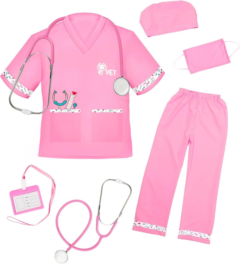 ANPHILE Kids Veterinarian Costume, Kids Doctor Vet Costume Outfit Pretend Play Dress Up Set for Career Day - Image 1